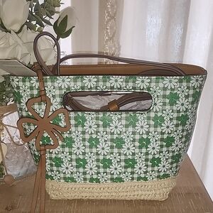 LUCKY BRAND Azon Green & White Juniper Flower Crossbody Handbag
